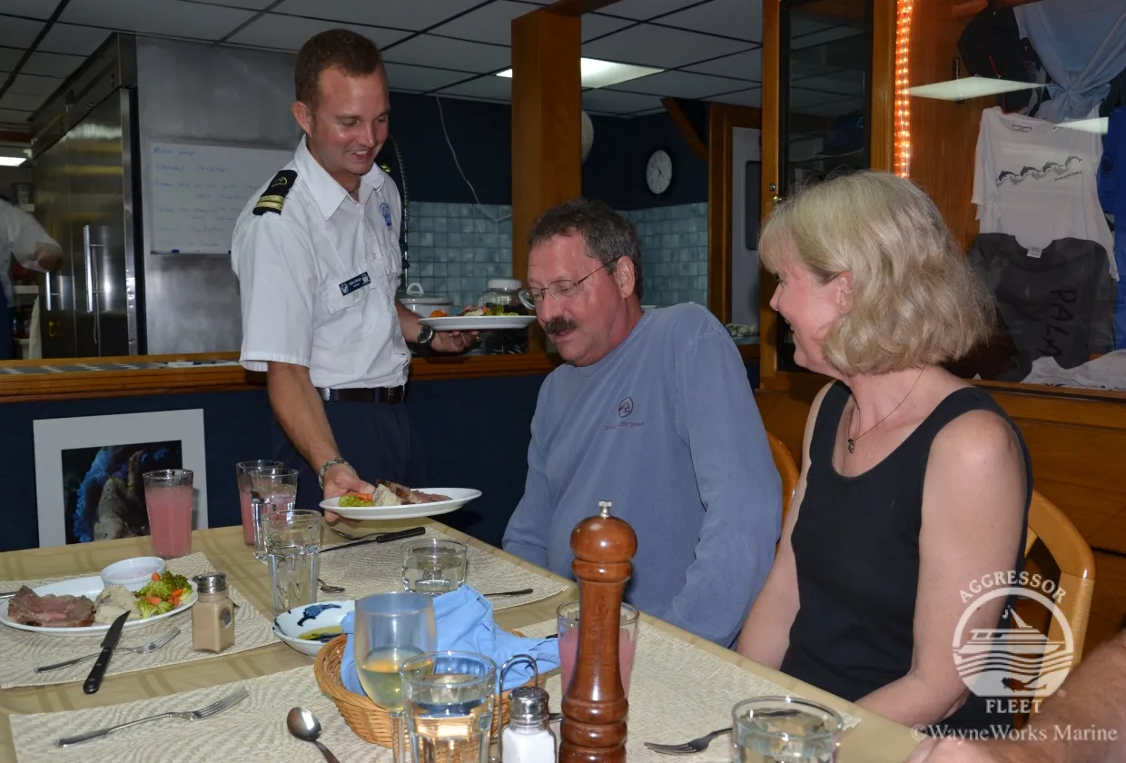 Dinner in the saloon of Palau Aggressor II