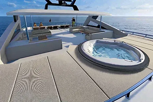 Ванна-джакузи на открытой палубе на яхте Princess Maani