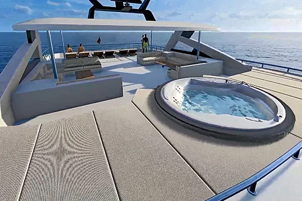 Ванна-джакузи на открытой палубе на яхте Princess Maani