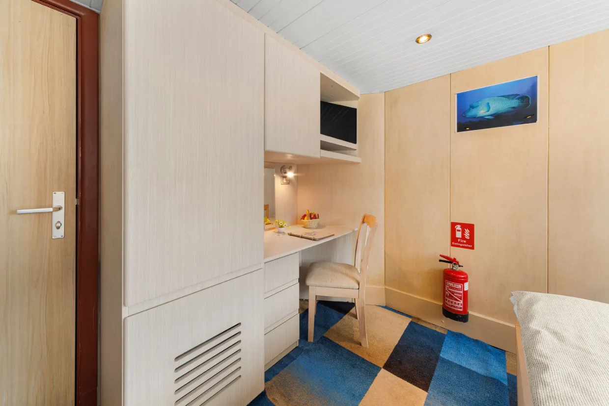 Desk and lockers in the Double Suite on Royal Evolution
