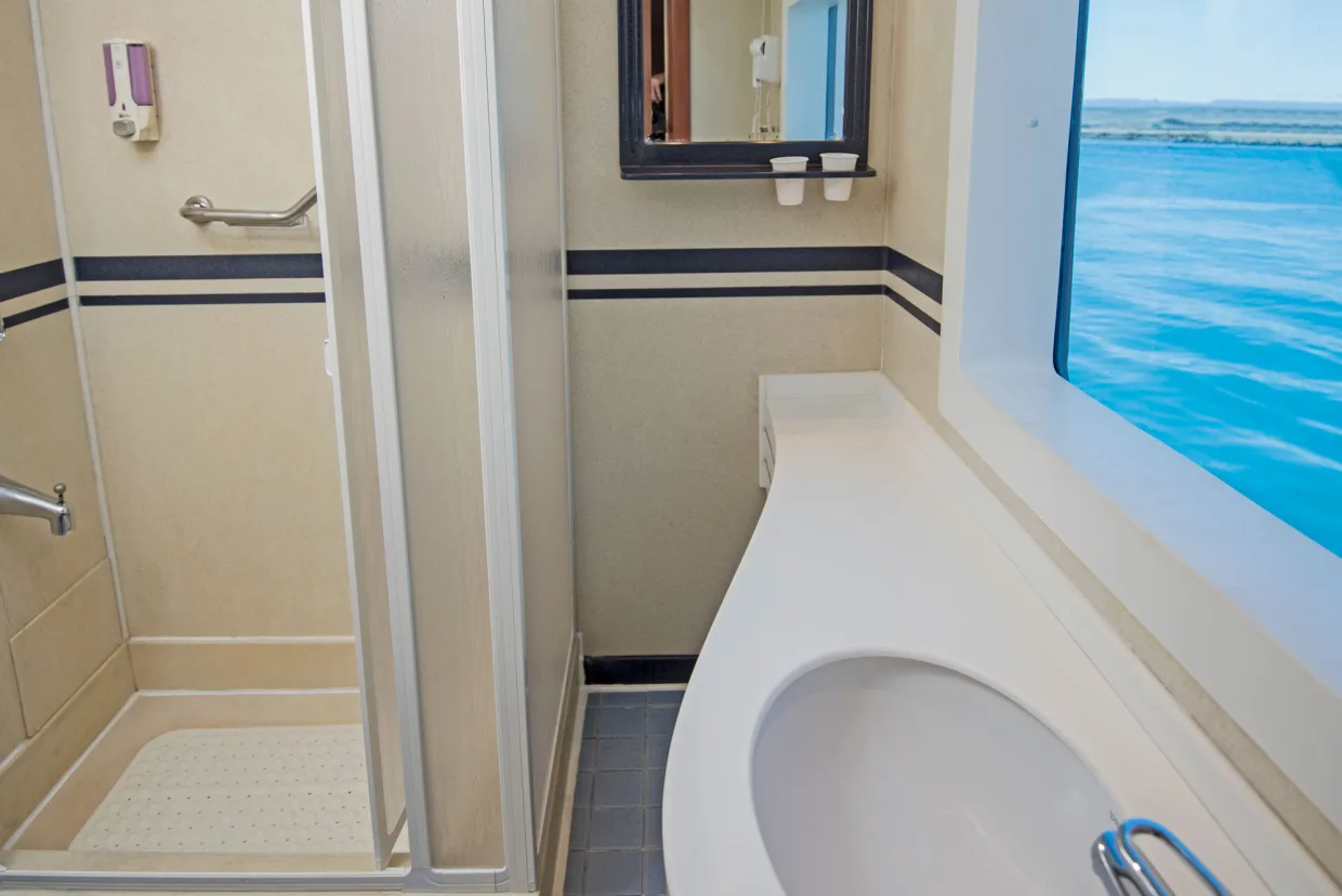 Double Suite bathroom on Royal Evolution — shower cubicle and window