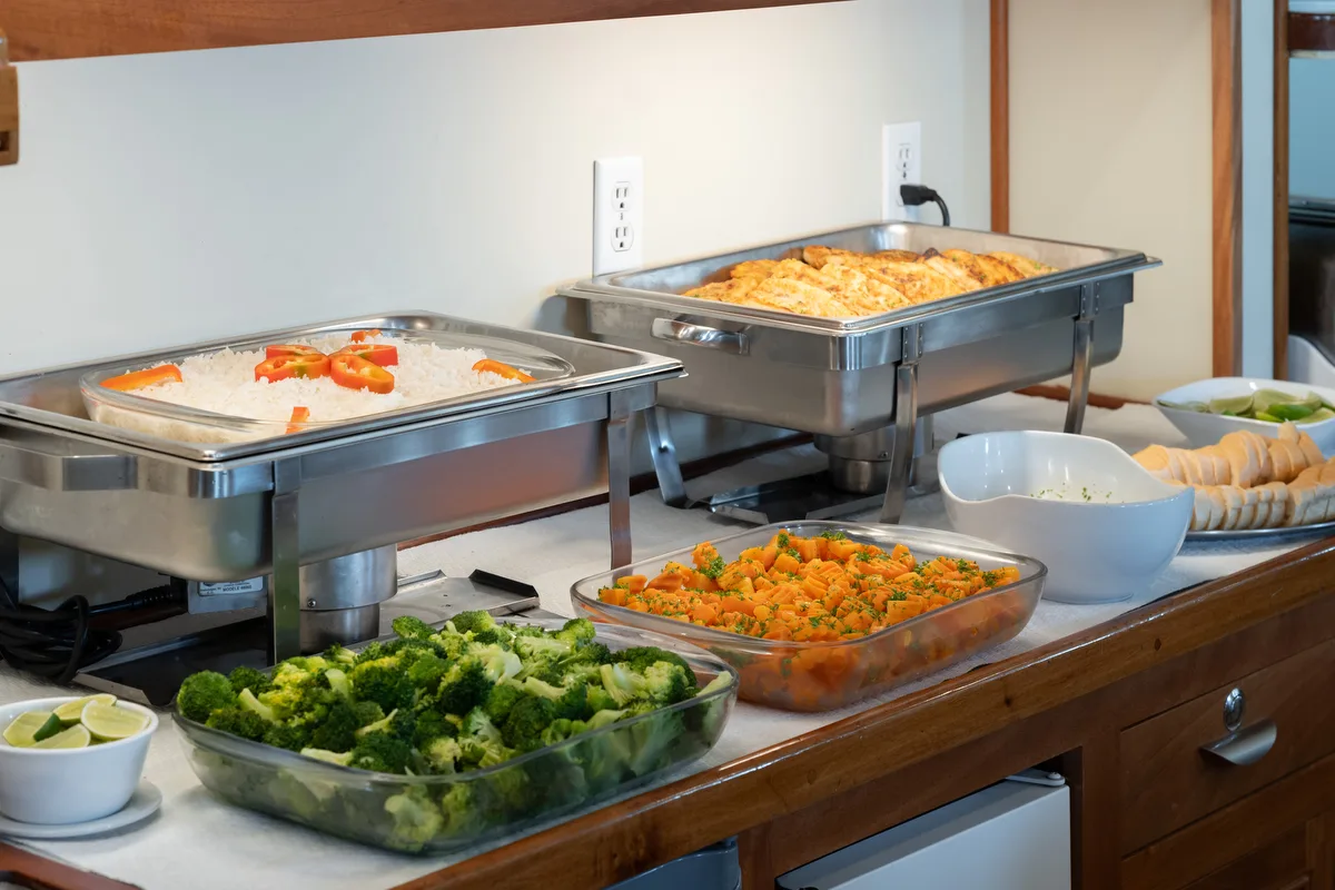 Hot buffet on board Sea Hunter
