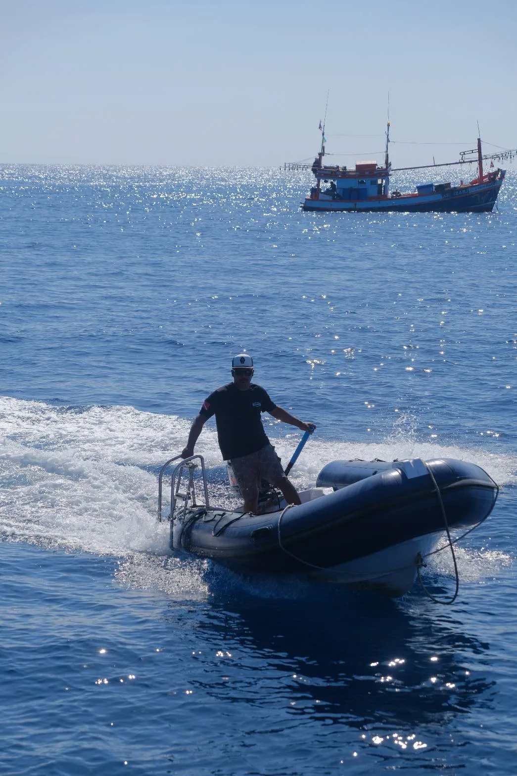 Seatopia's inflatable tender heading out to a dive site