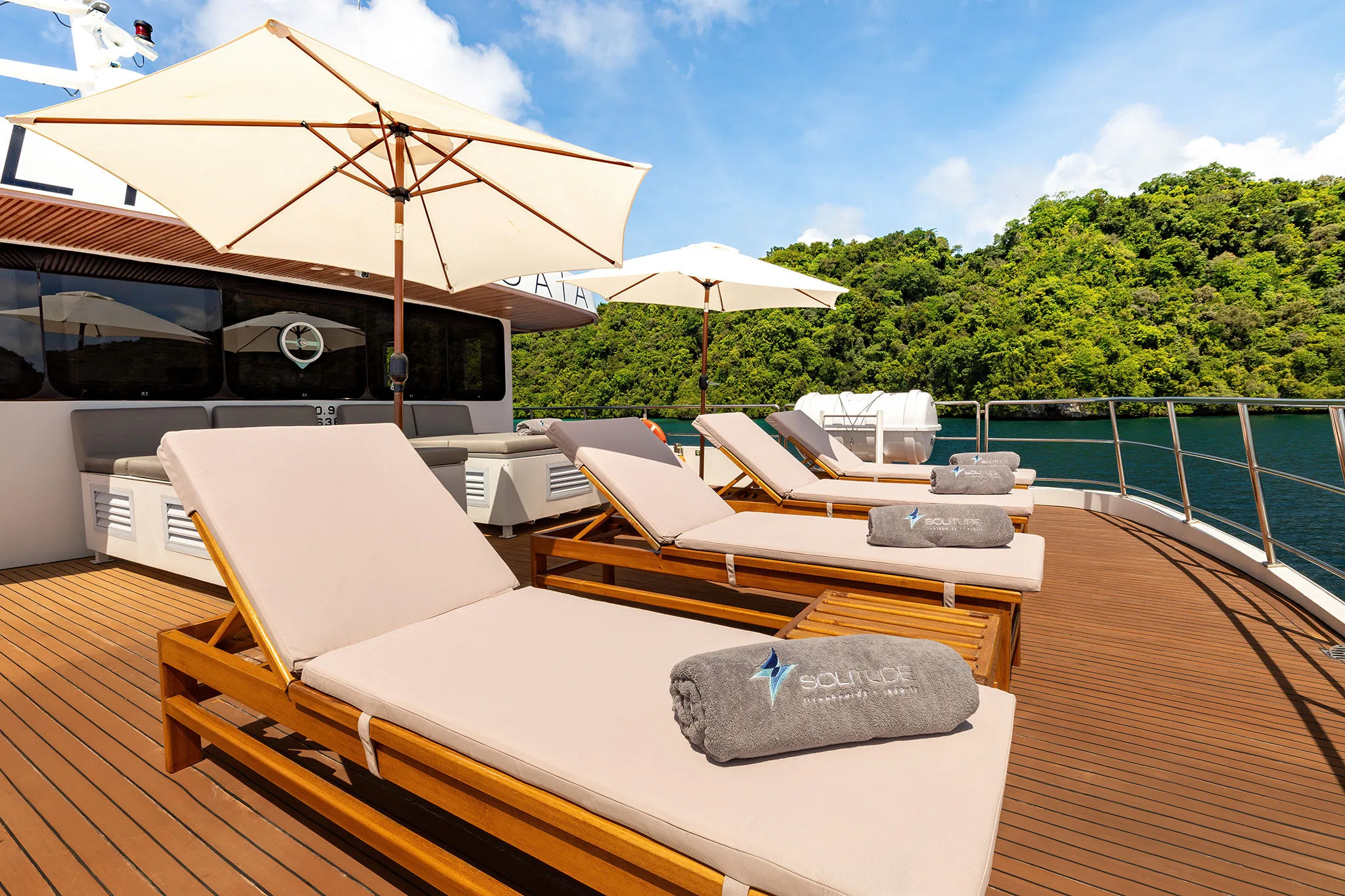 Loungers on the sun deck of Solitude Gaia