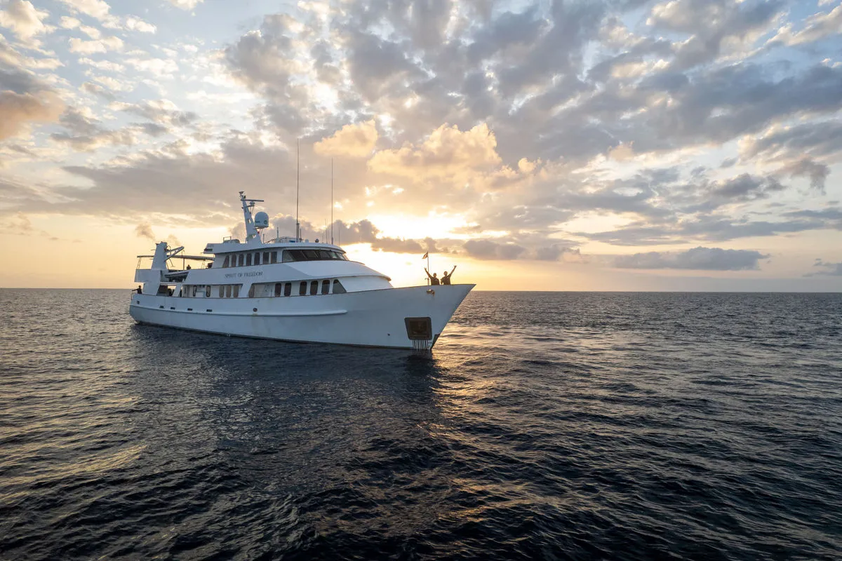 Spirit of Freedom at dawn under a cloudy sky