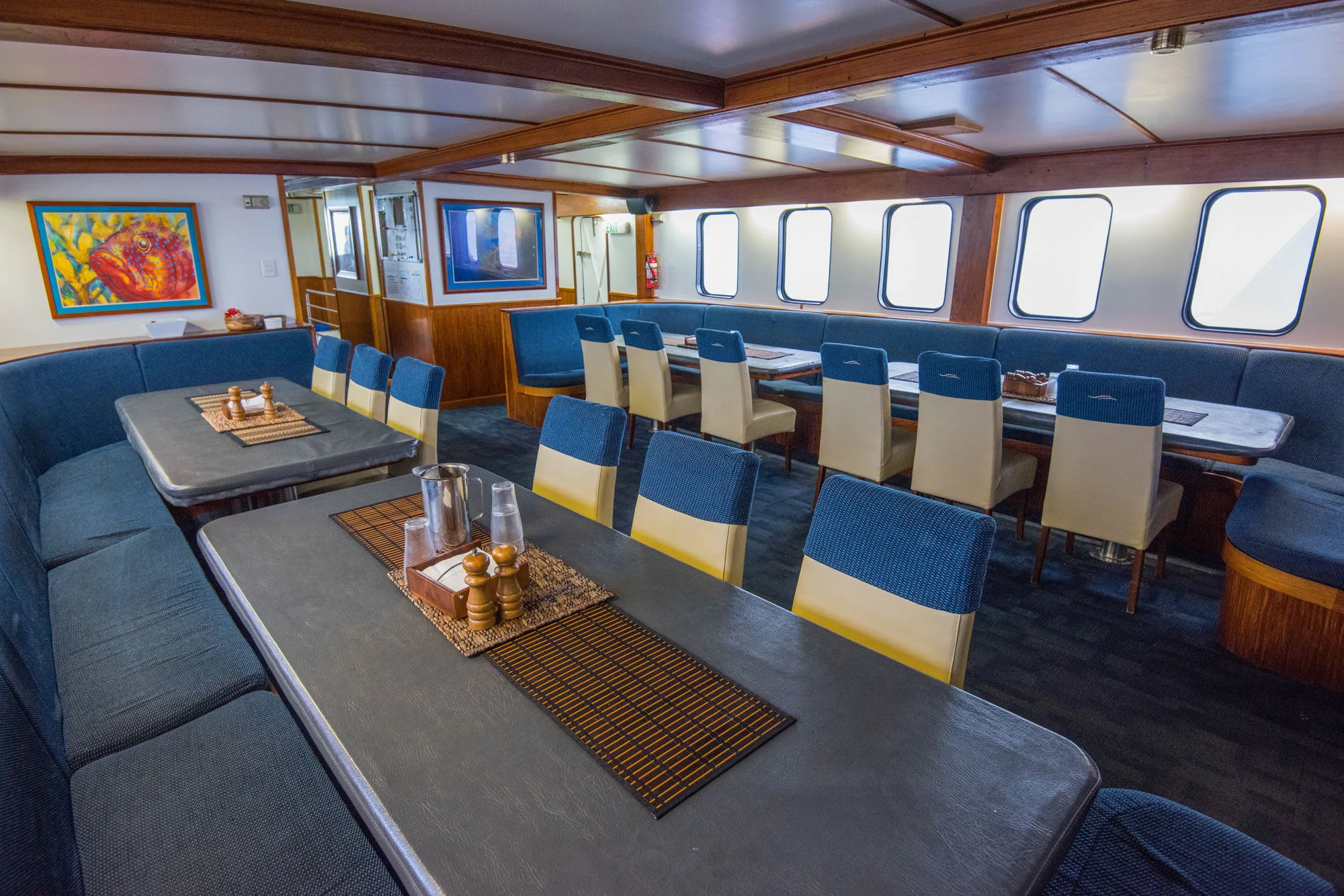 The dining saloon of Spirit of Freedom on the main deck