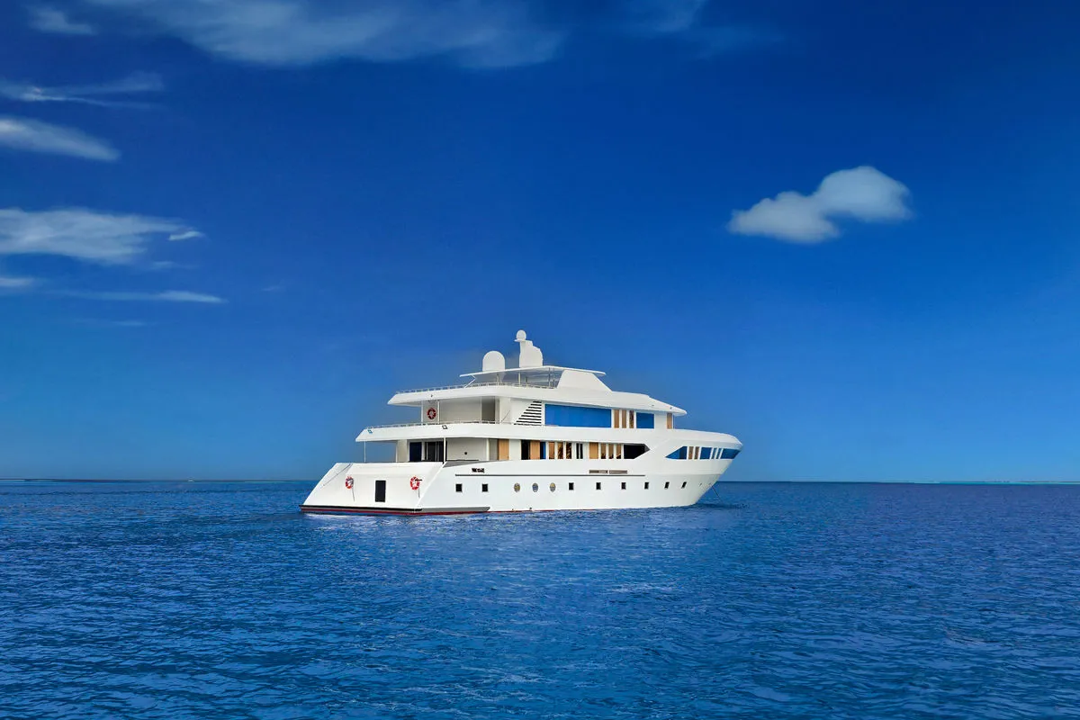 Spirit of Maldives on deep blue water under a clear sky