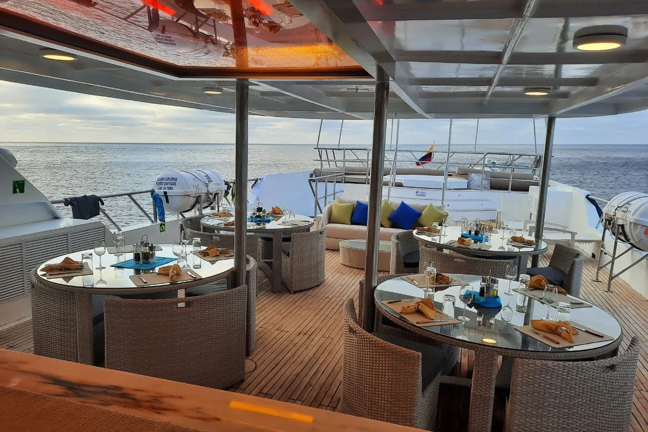 Dinner on the Tiburon Explorer deck at sunset