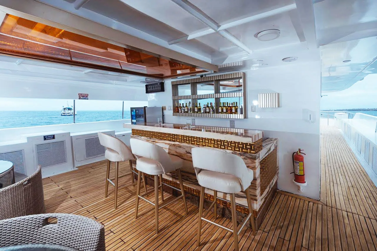 Upper deck bar aboard Tiburon Explorer
