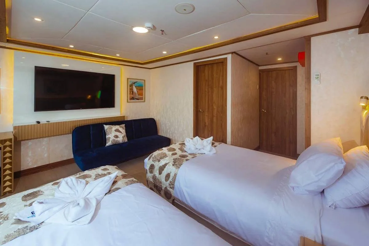 Seating corner in a Tiburon Explorer lower deck cabin