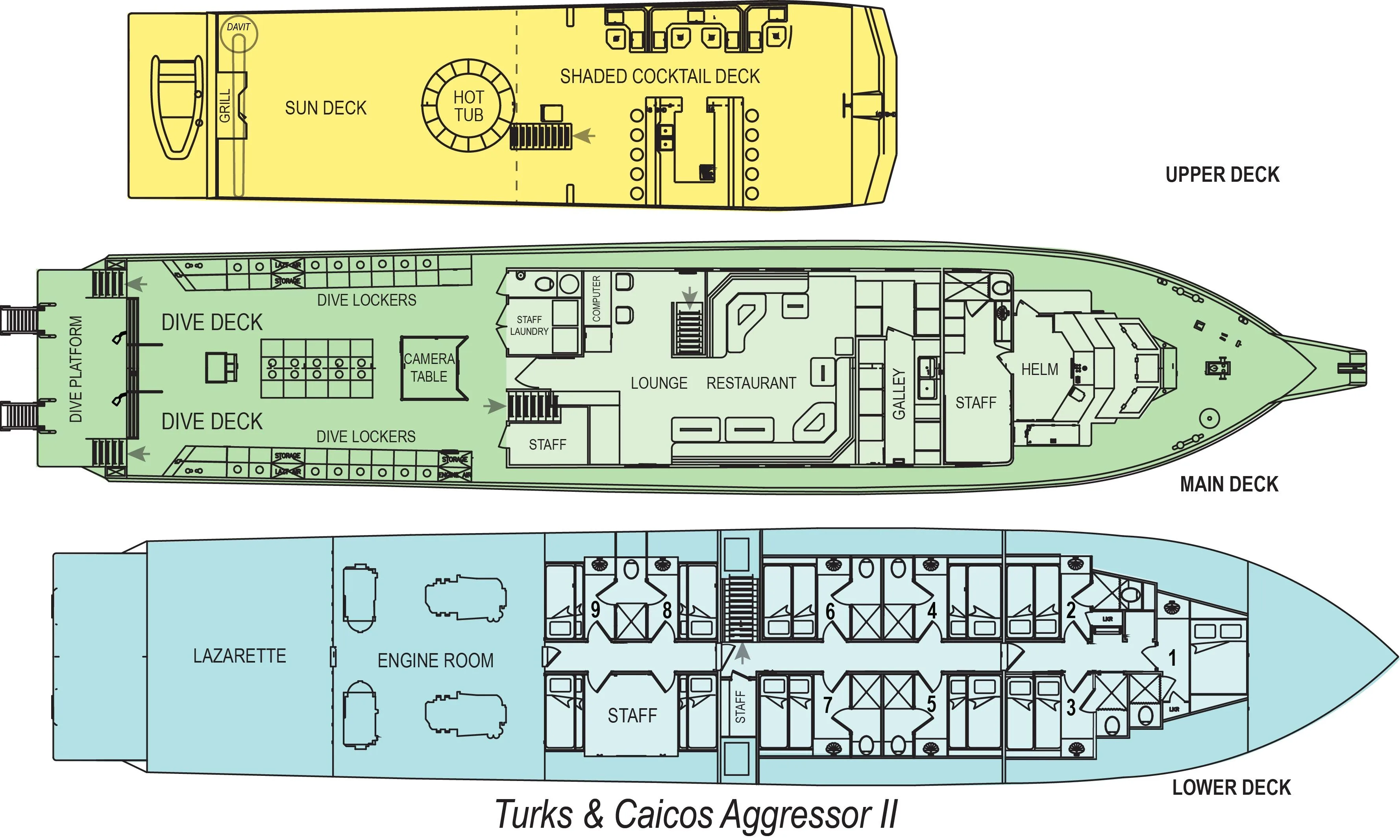 Deck plan of Turks and Caicos Aggressor II