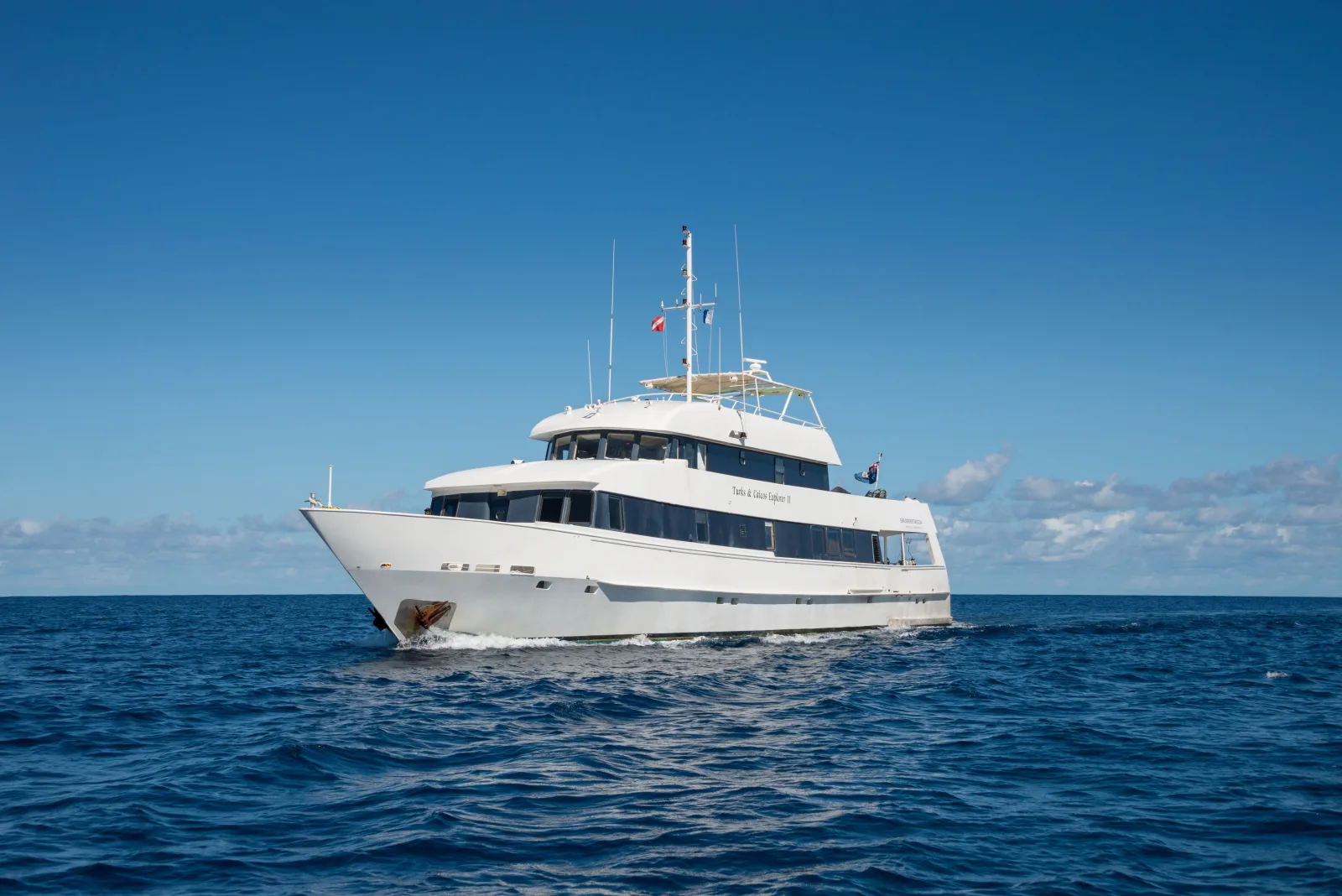 Turks & Caicos Explorer II under way, bow view