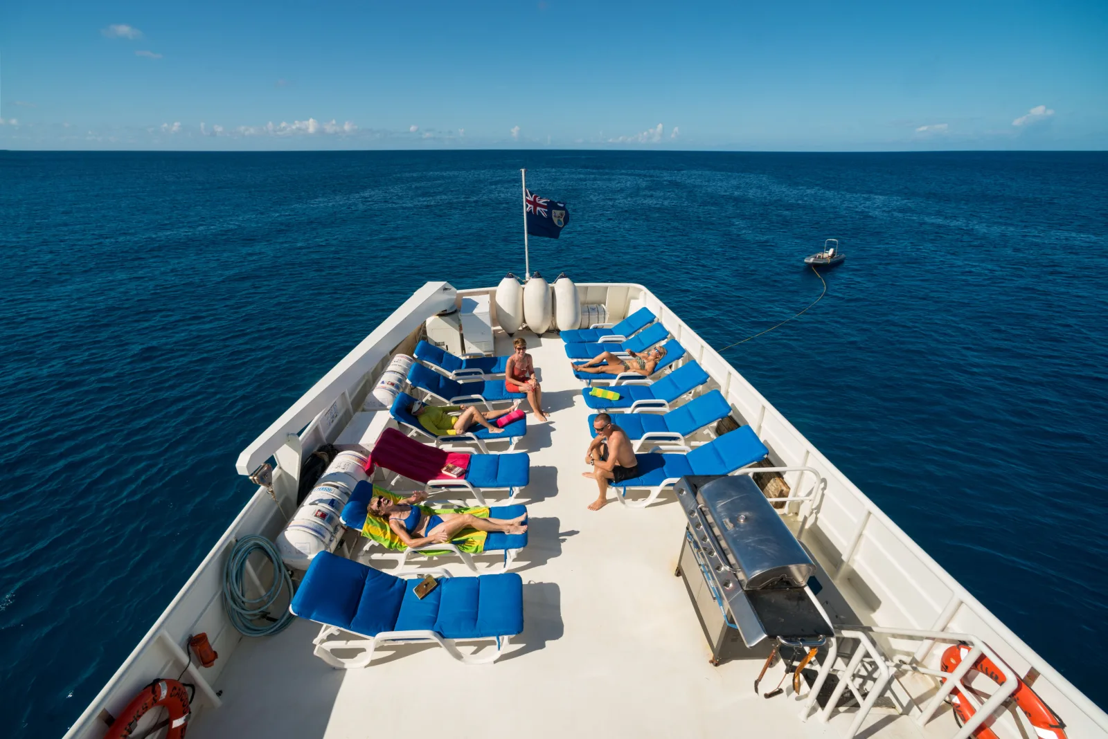 Sun deck with loungers aboard Turks & Caicos Explorer II