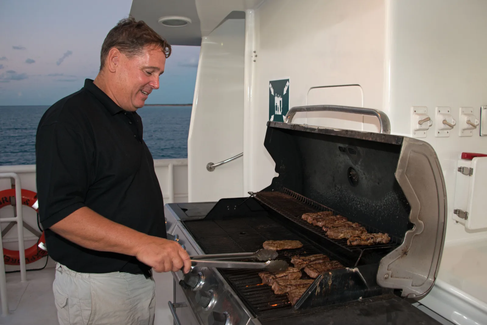 Barbecue on deck aboard Turks & Caicos Explorer II