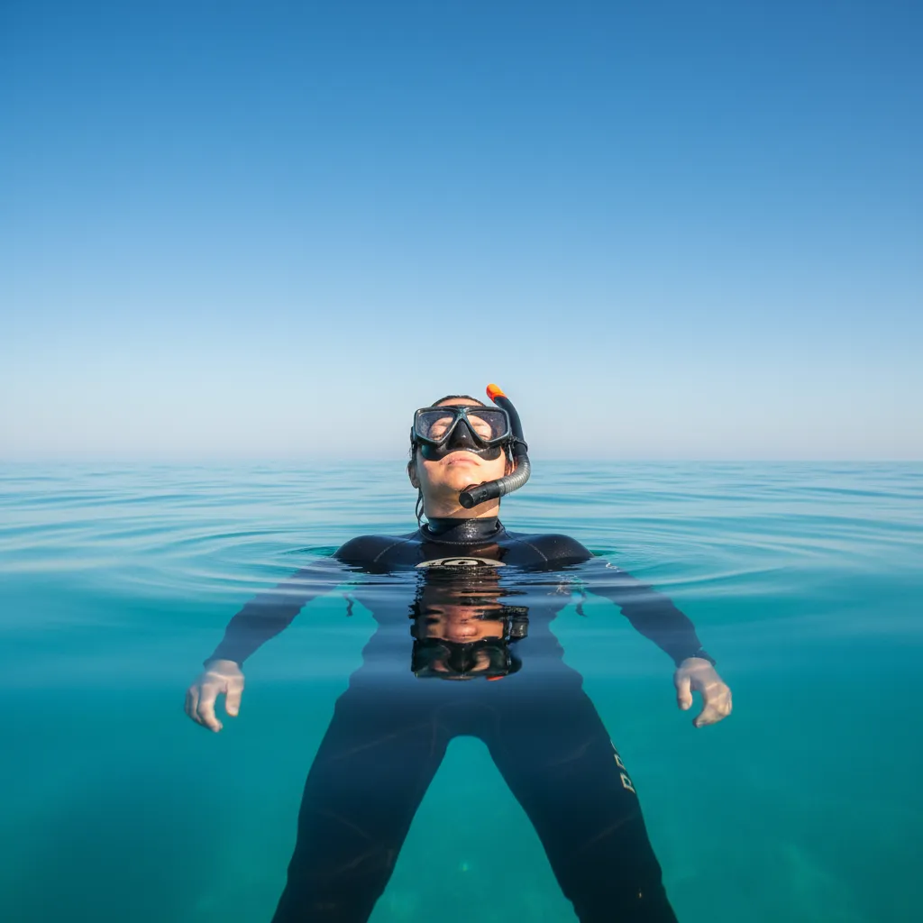 Фридайвер на поверхности после погружения
