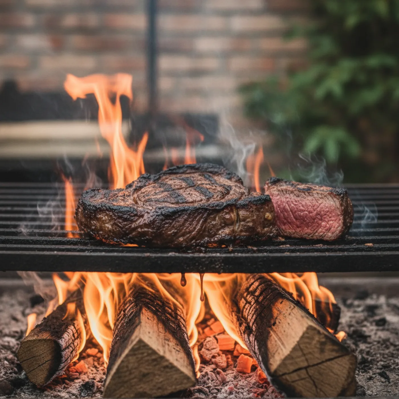 Стейк на дровяной паррилье — хрустящая корка и огонь