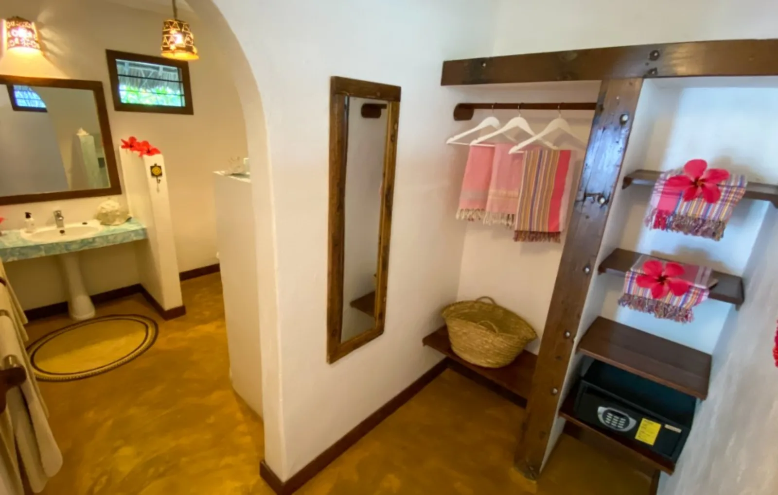 The bungalow bathroom and dressing area