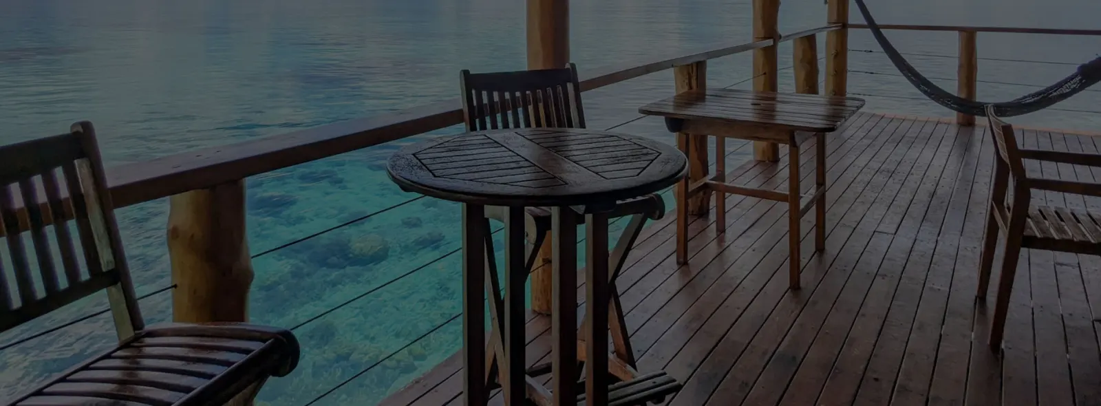 Tables on the overwater deck