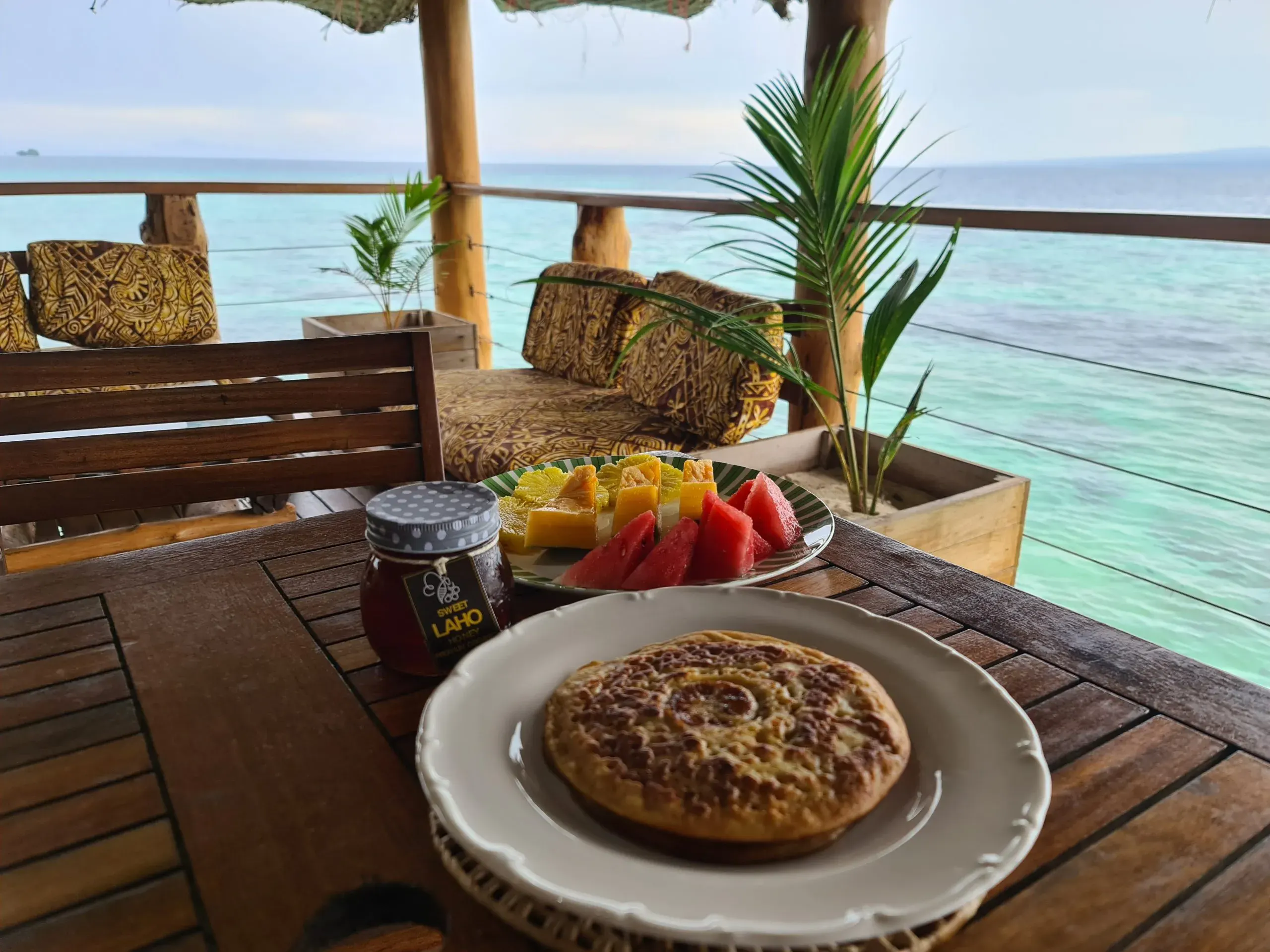 Breakfast on the overwater terrace