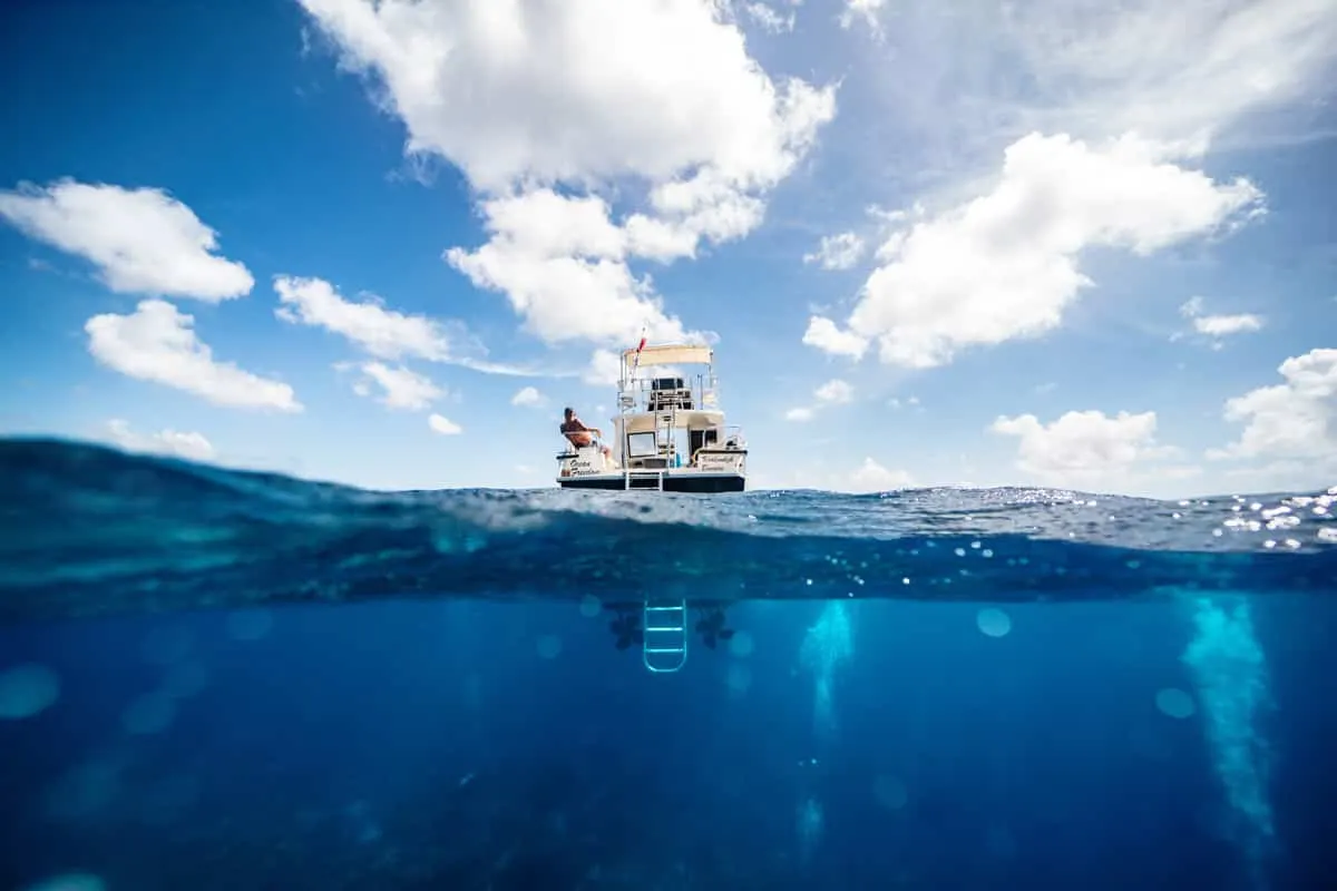 The dive boat at the surface