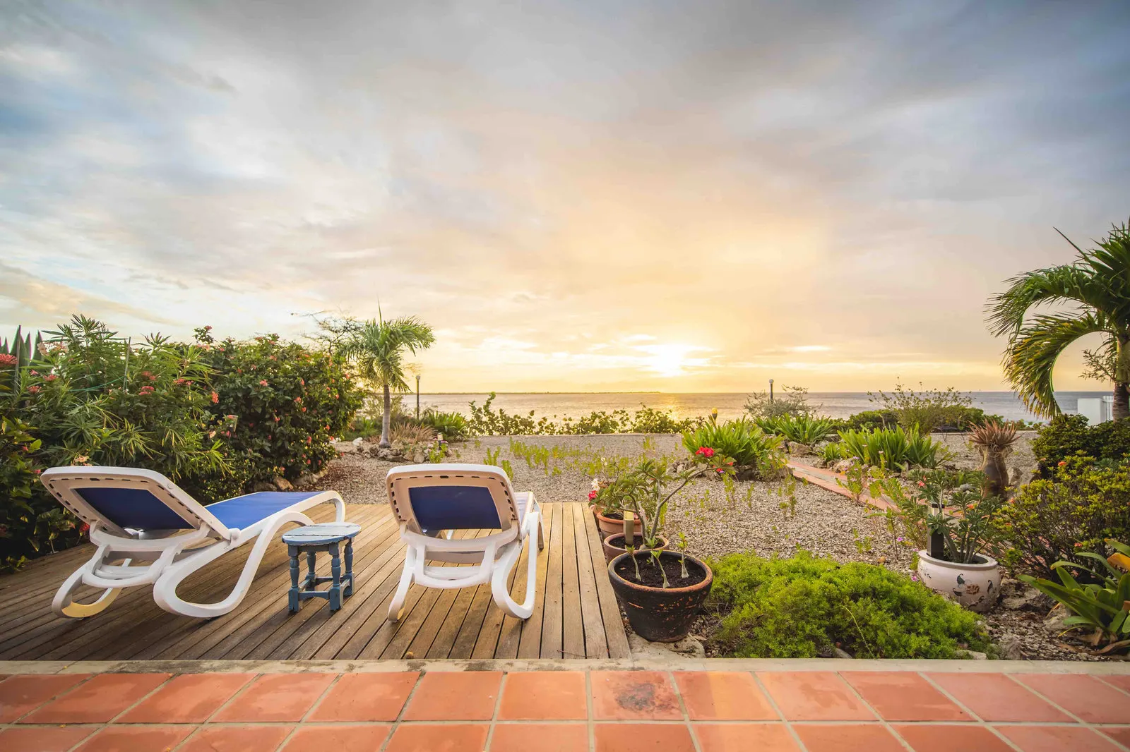 Loungers at sunset