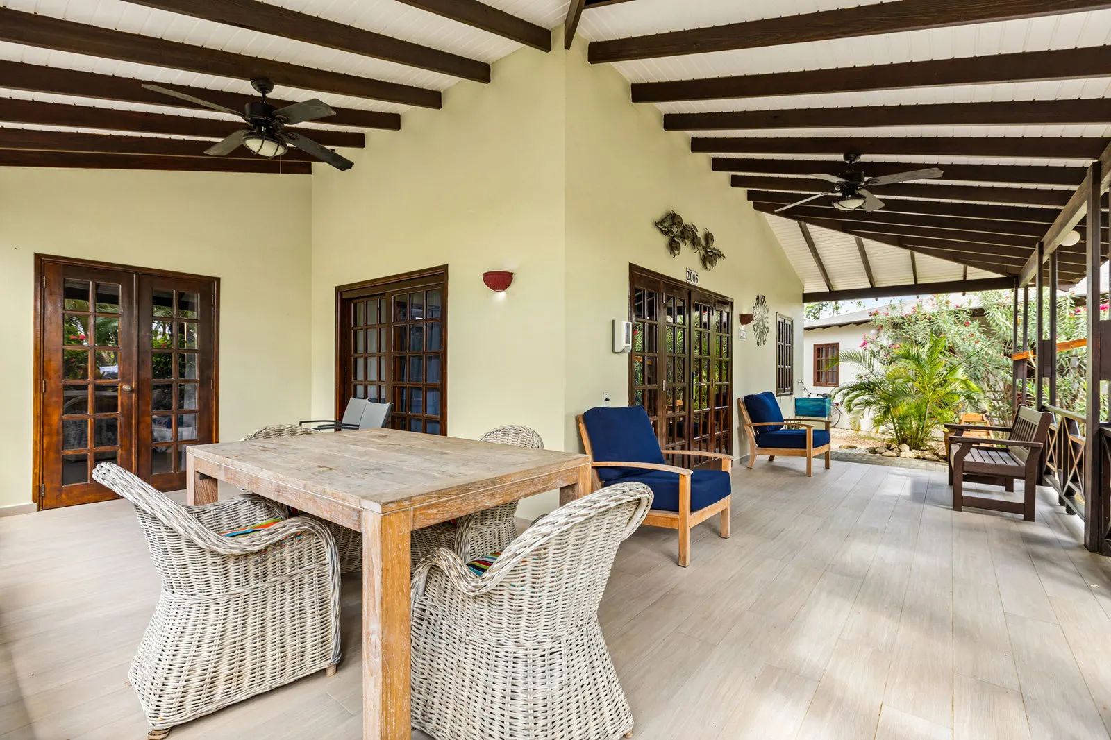A dining area on the patio