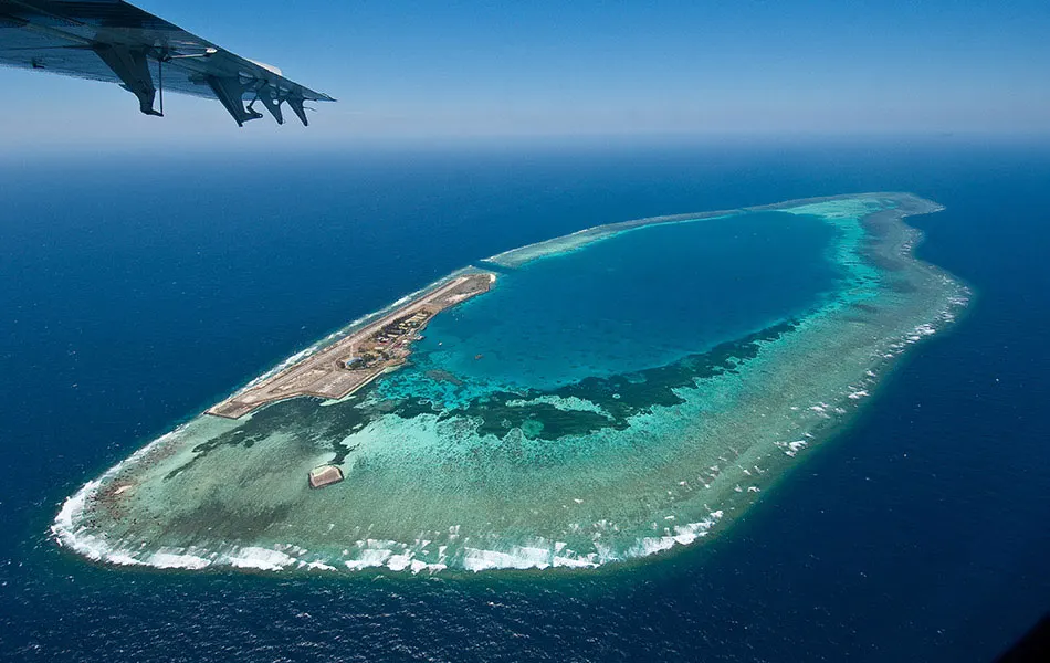 The Layang Layang atoll from the air