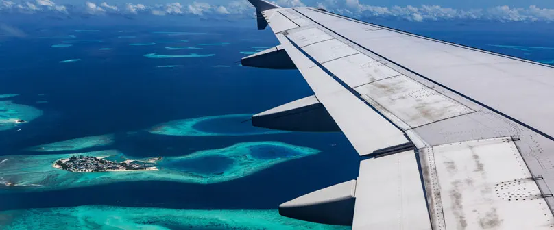 The atoll from the aircraft window