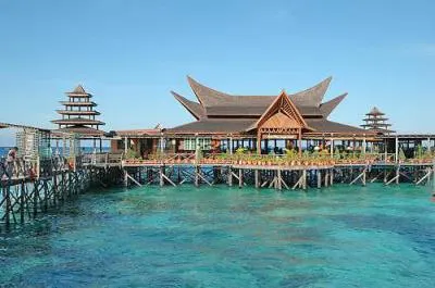 General view of the resort on stilts
