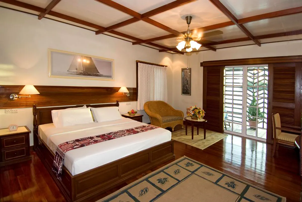 Bungalow bedroom with timber finishes