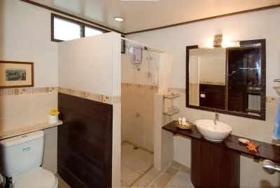Shower area in the bungalow bathroom