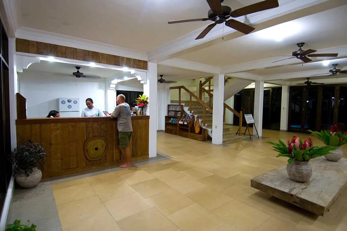 The hotel lobby