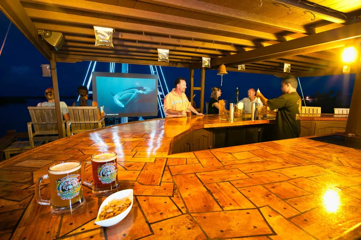The top-deck bar with its screen