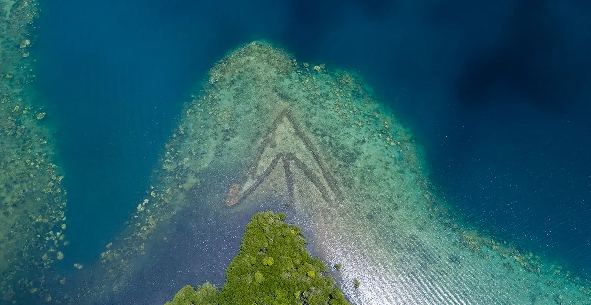 Yap's barrier reef from above