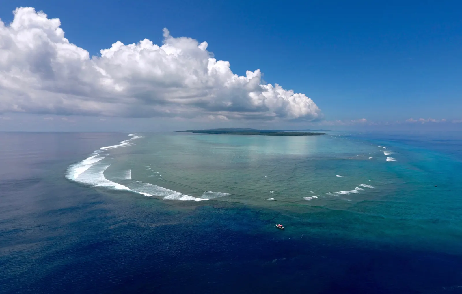 The reef and open ocean from above