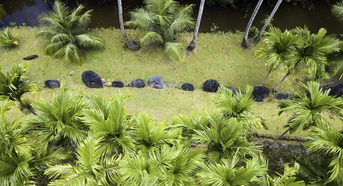 A village with stone money from above