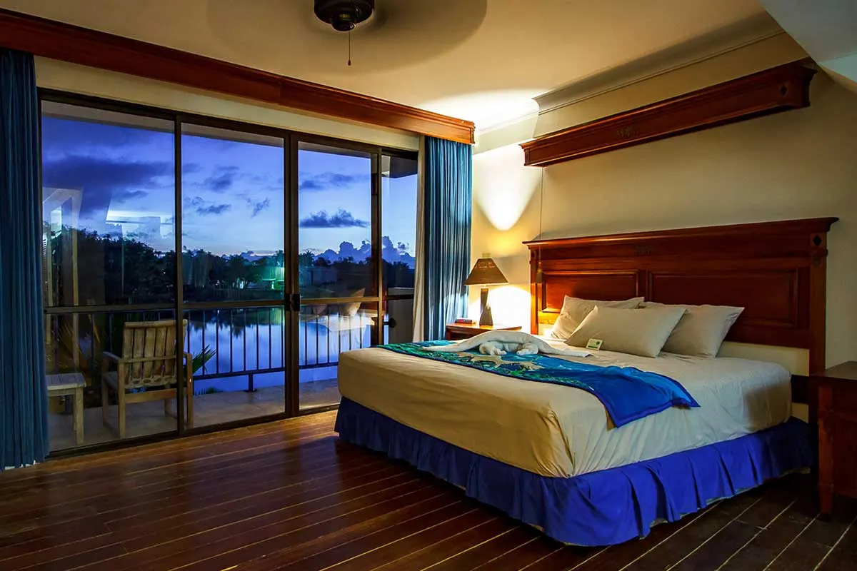 The king bed in a Deluxe room