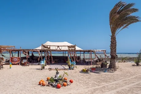 The Bawadi Bedouin lounge on the sand