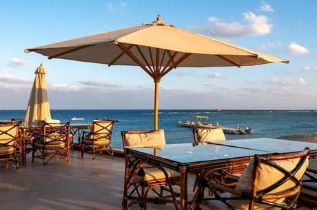 Restaurant terrace above the bay