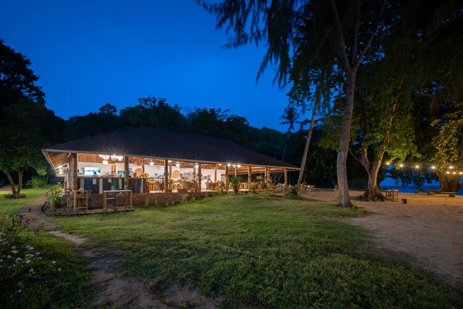 The restaurant at blue hour