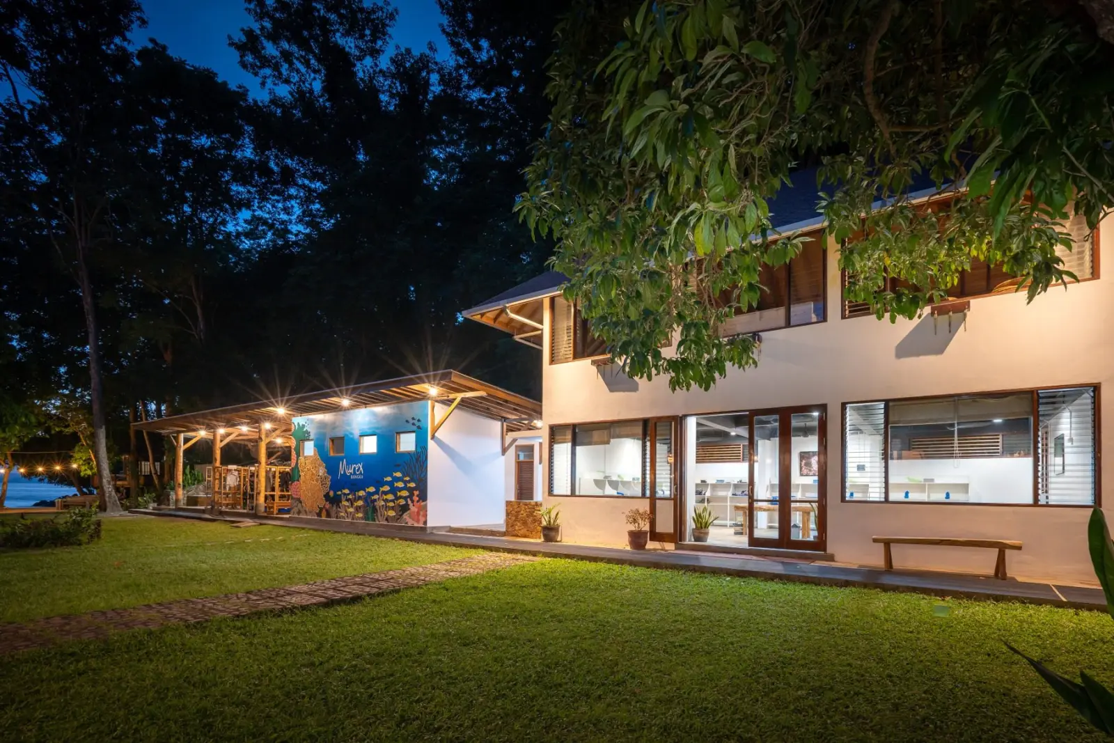 The dive centre at dusk