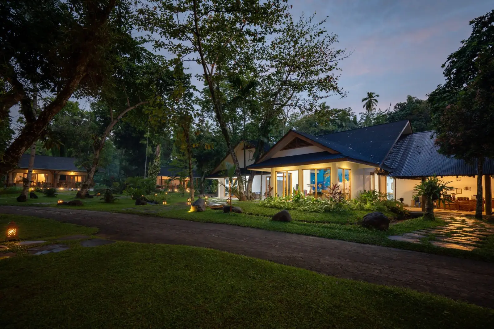 Cottages in the evening light