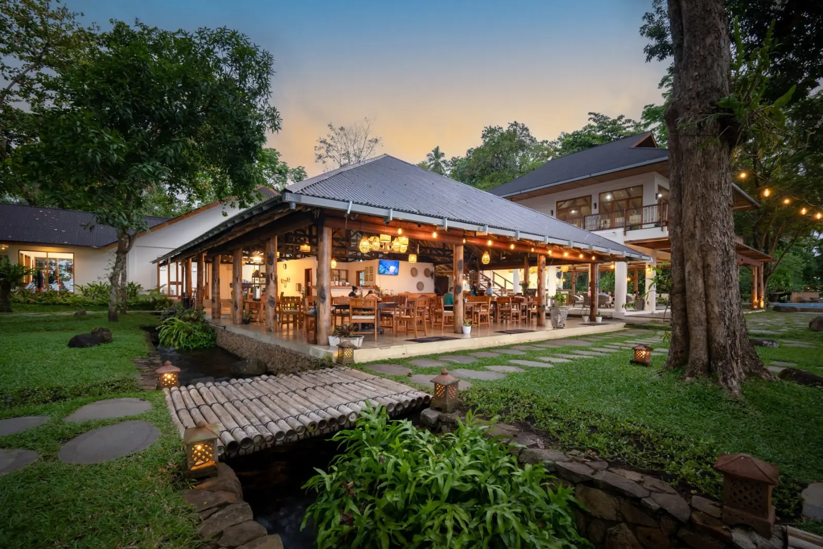 The restaurant at dusk