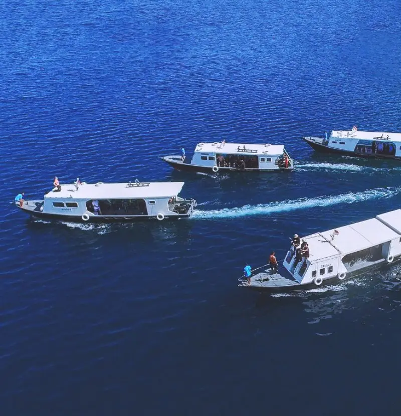 The resort's dive boats from above