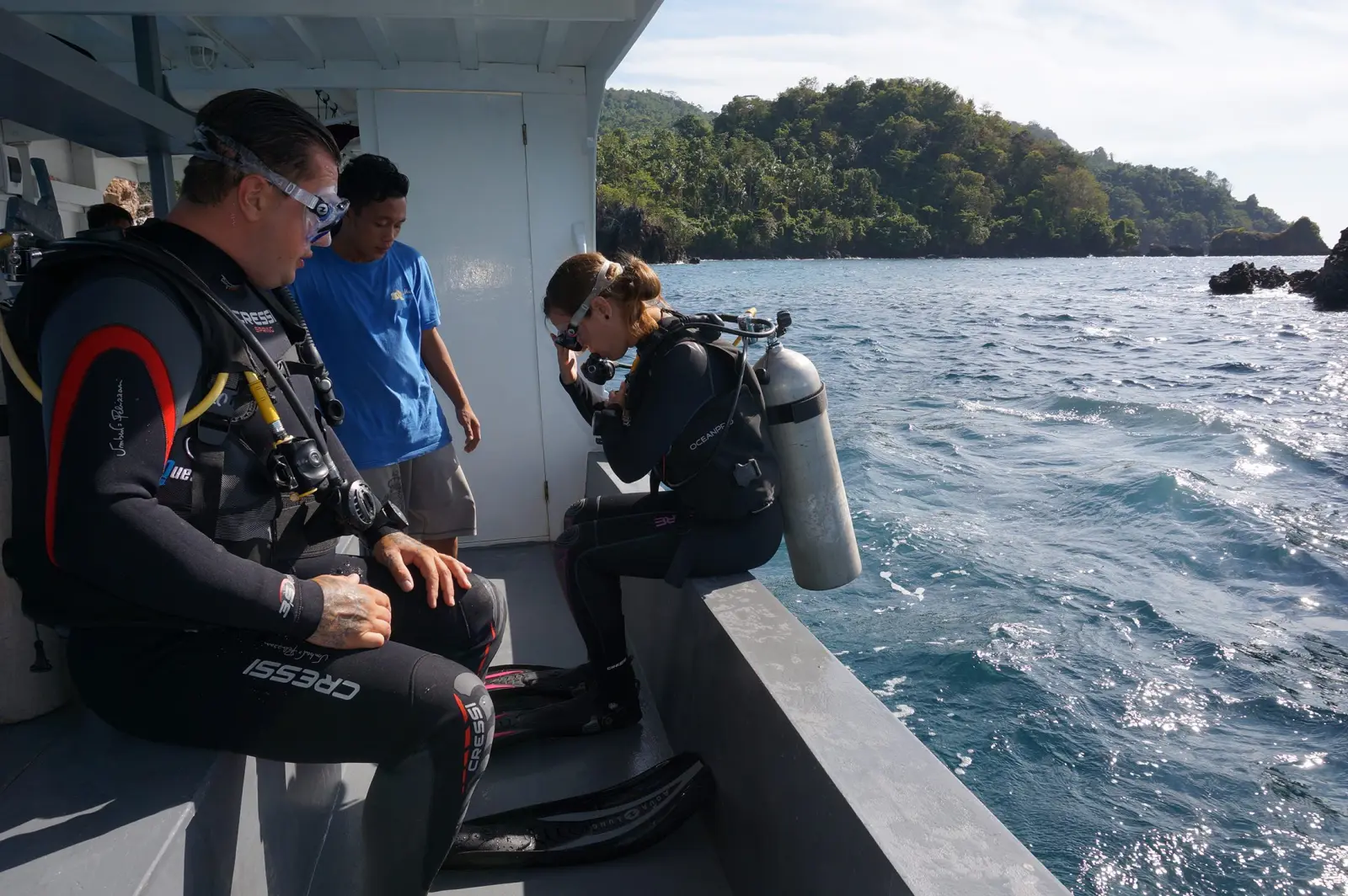 Divers on the boat