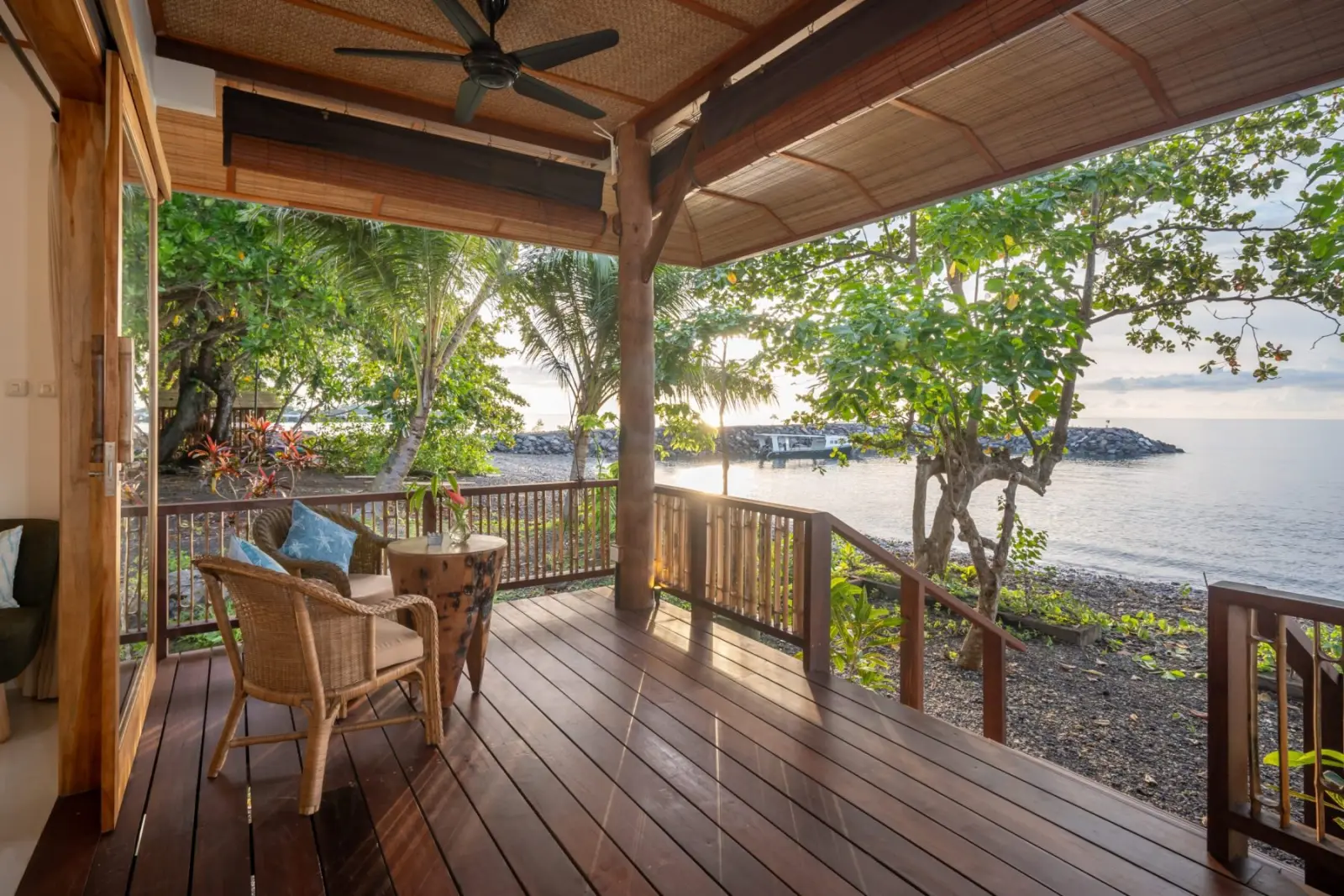 The villa veranda by the water