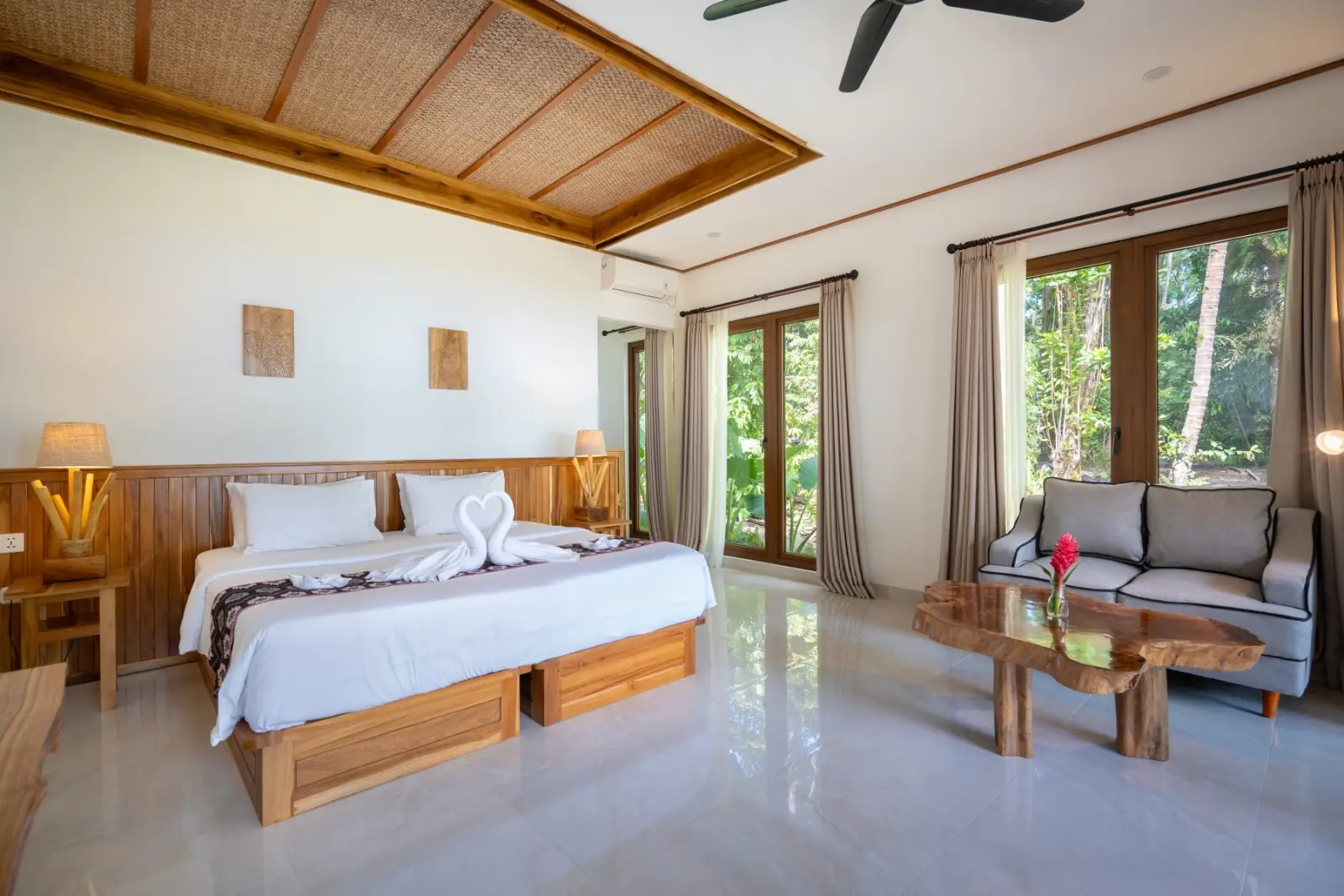 Bed and seating area