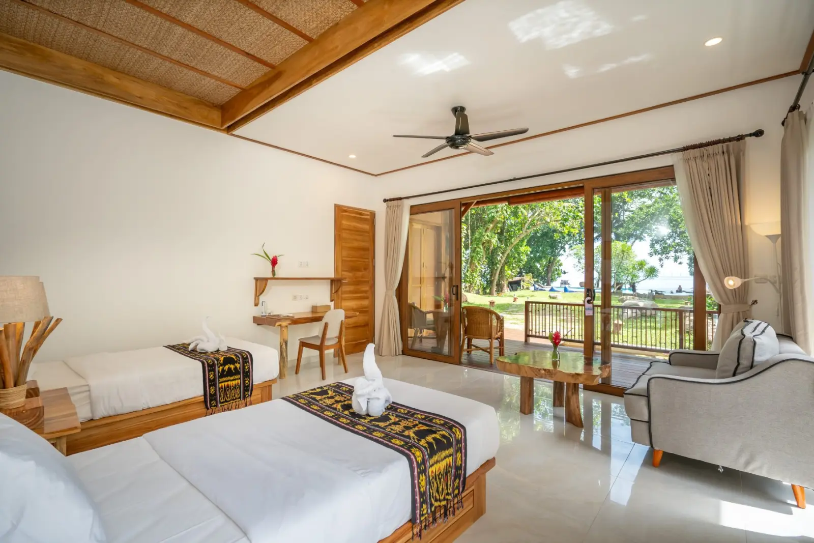 Spacious bedroom with sliding doors
