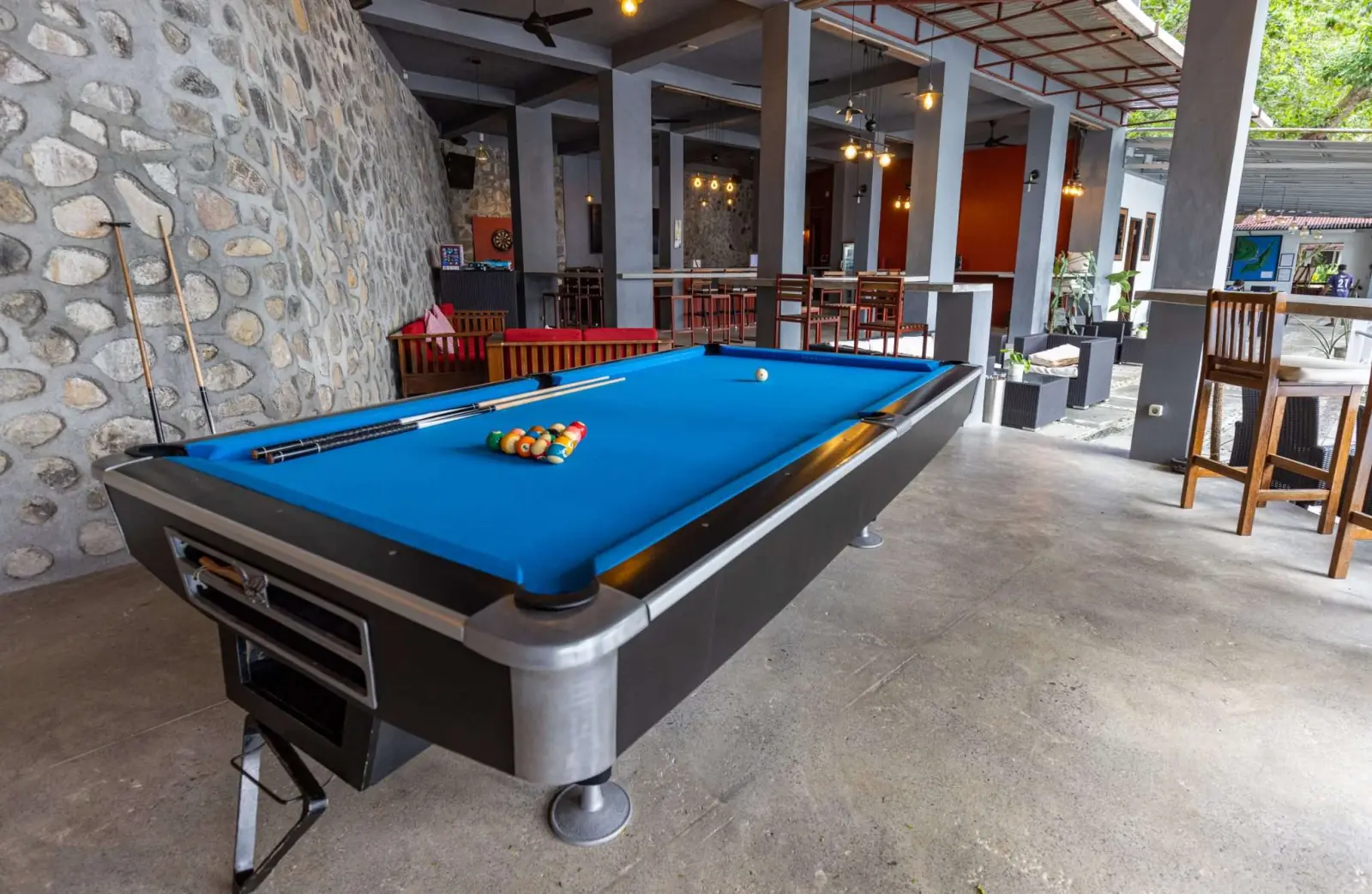 The pool table in the bar