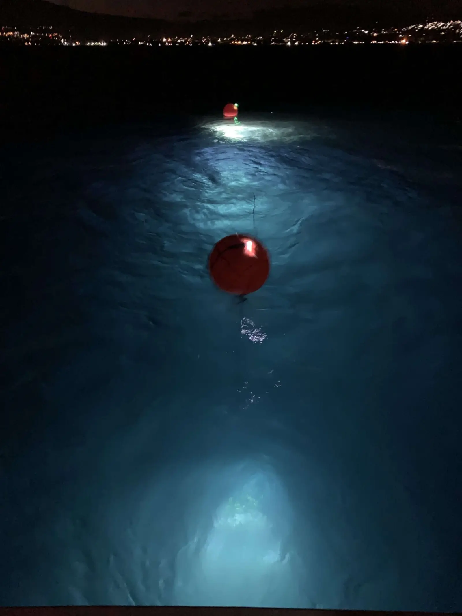 The boat on a blackwater dive at night